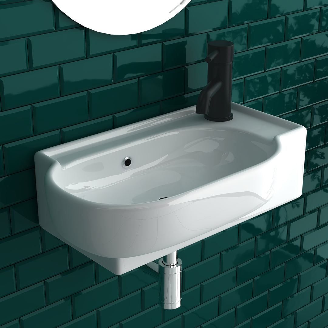 Alpenberger 3045 Handwaschbecken: Keramik mit Überlauf zur Wandmontage