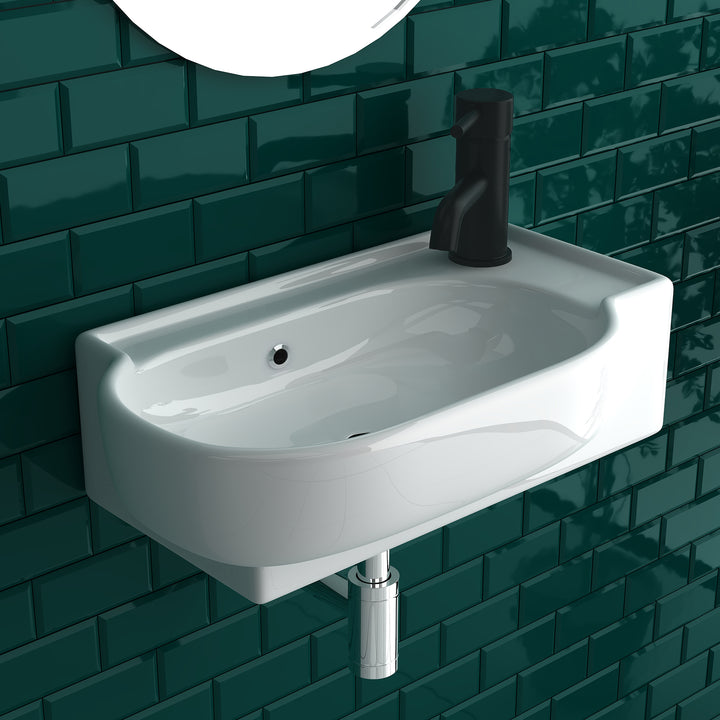 Alpenberger 3045 Handwaschbecken: Keramik mit Überlauf zur Wandmontage