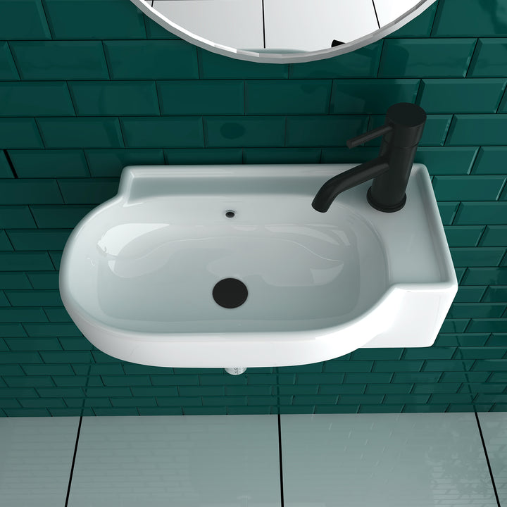 Alpenberger 3045 Handwaschbecken: Keramik mit Überlauf zur Wandmontage