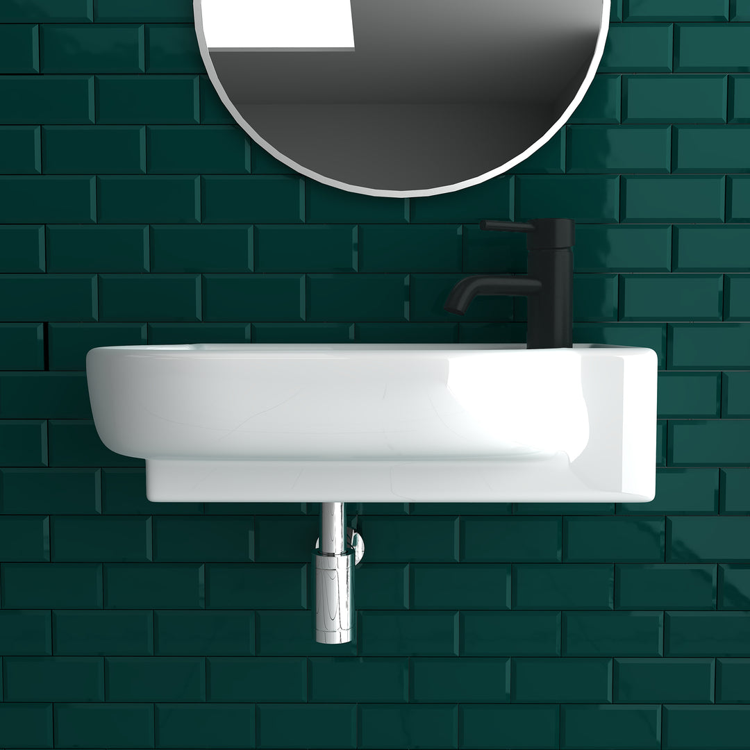 Alpenberger 3045 Handwaschbecken: Keramik mit Überlauf zur Wandmontage