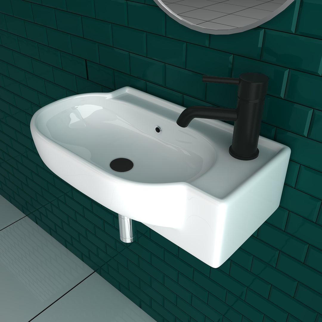 Alpenberger 3045 Handwaschbecken: Keramik mit Überlauf zur Wandmontage