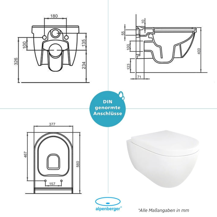 Alpenberger Diamond 7201 Hänge WC aus Keramik mit Soft-Close WC-Sitz