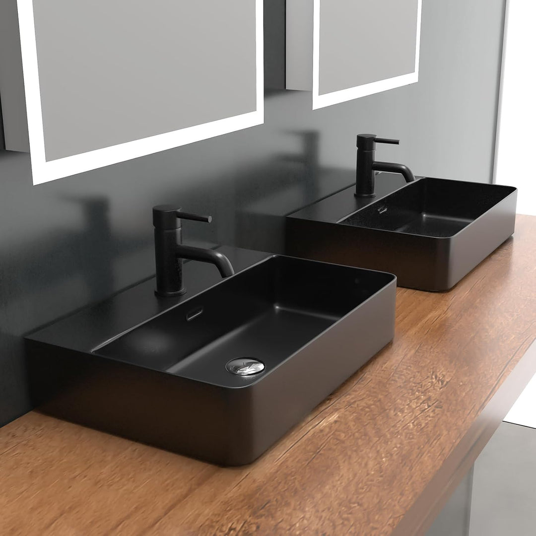 Alpenberger 491-SCHWARZ Aufsatz & Hänge Waschbecken mit Nanobeschichtung