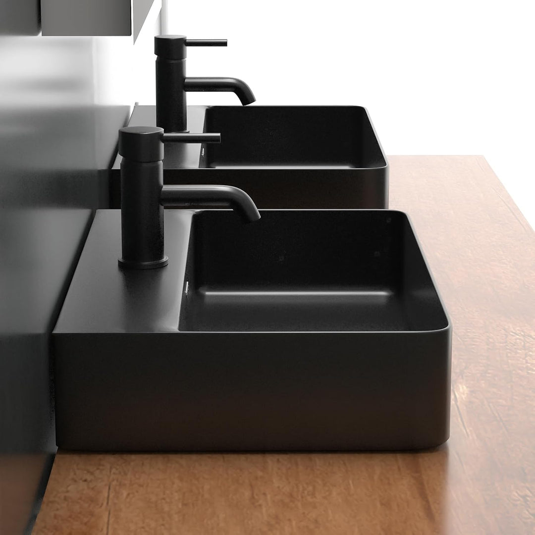 Alpenberger 491-SCHWARZ Aufsatz & Hänge Waschbecken mit Nanobeschichtung