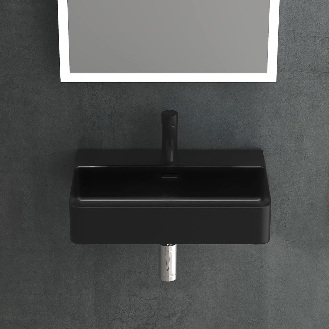 Alpenberger 491-SCHWARZ Aufsatz & Hänge Waschbecken mit Nanobeschichtung