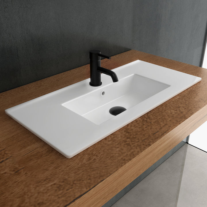 Alpenberger Mini 800 Waschtisch, aus Keramik, mit Überlaufschutz, mit Nanobeschichtung