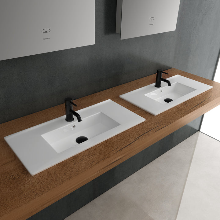 Alpenberger Mini 800 Waschtisch, aus Keramik, mit Überlaufschutz, mit Nanobeschichtung