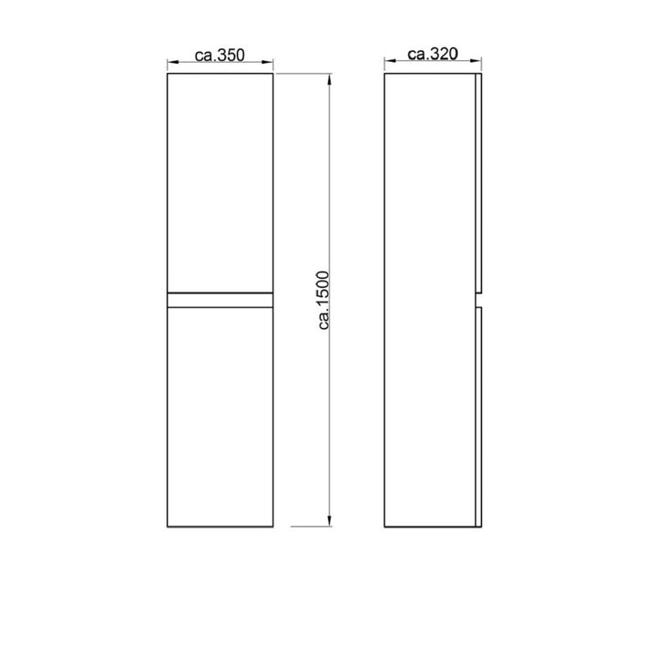 Alpenberger Lugano-H-150 Hochschrank, 2 Türen mit Softclose Funktion, Farbe Weiß oder Braun