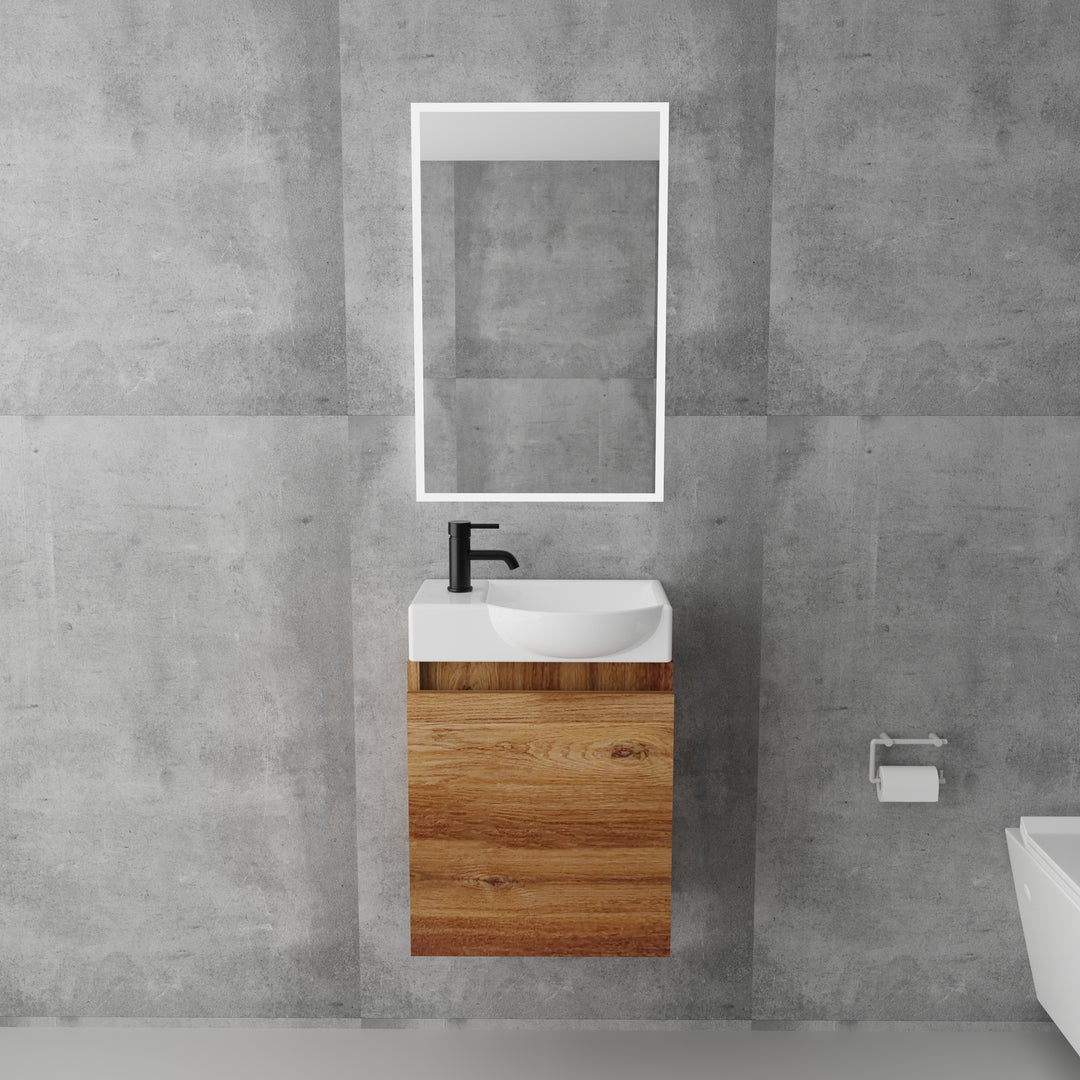 Alpenberger Lugano 450 Badmöbel Set Bamboo mit Softclose & LED Spiegel