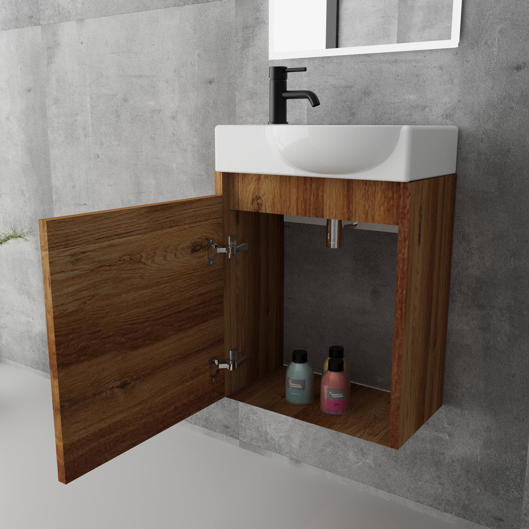Alpenberger Lugano 450 Badmöbel Set Bamboo mit Softclose & LED Spiegel