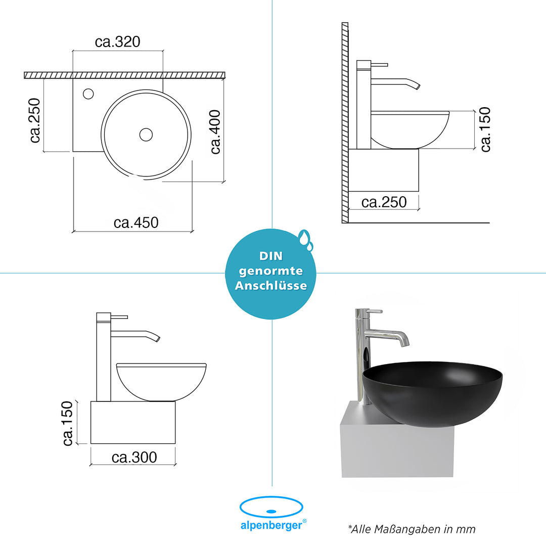Alape Assist Ablage 40cm, mattschwarz 8270000980  BÄDERMAXX · Ihr  Onlineshop für Bad, Küche, Heizung