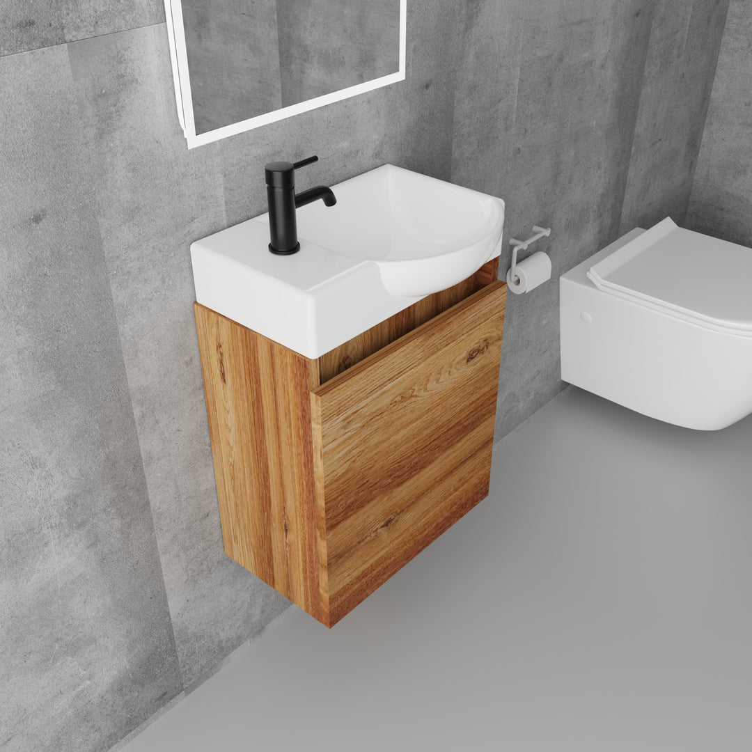 Alpenberger Lugano 450 Badmöbel Set Bamboo mit Softclose & LED Spiegel