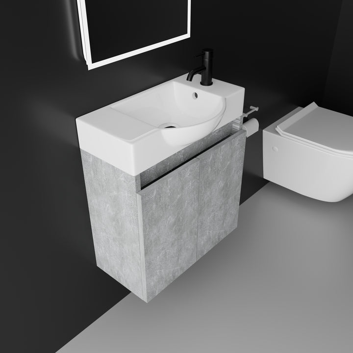 Alpenberger Lugano-550 Badmöbel Set Grau mit Soft-Close Unterschrank