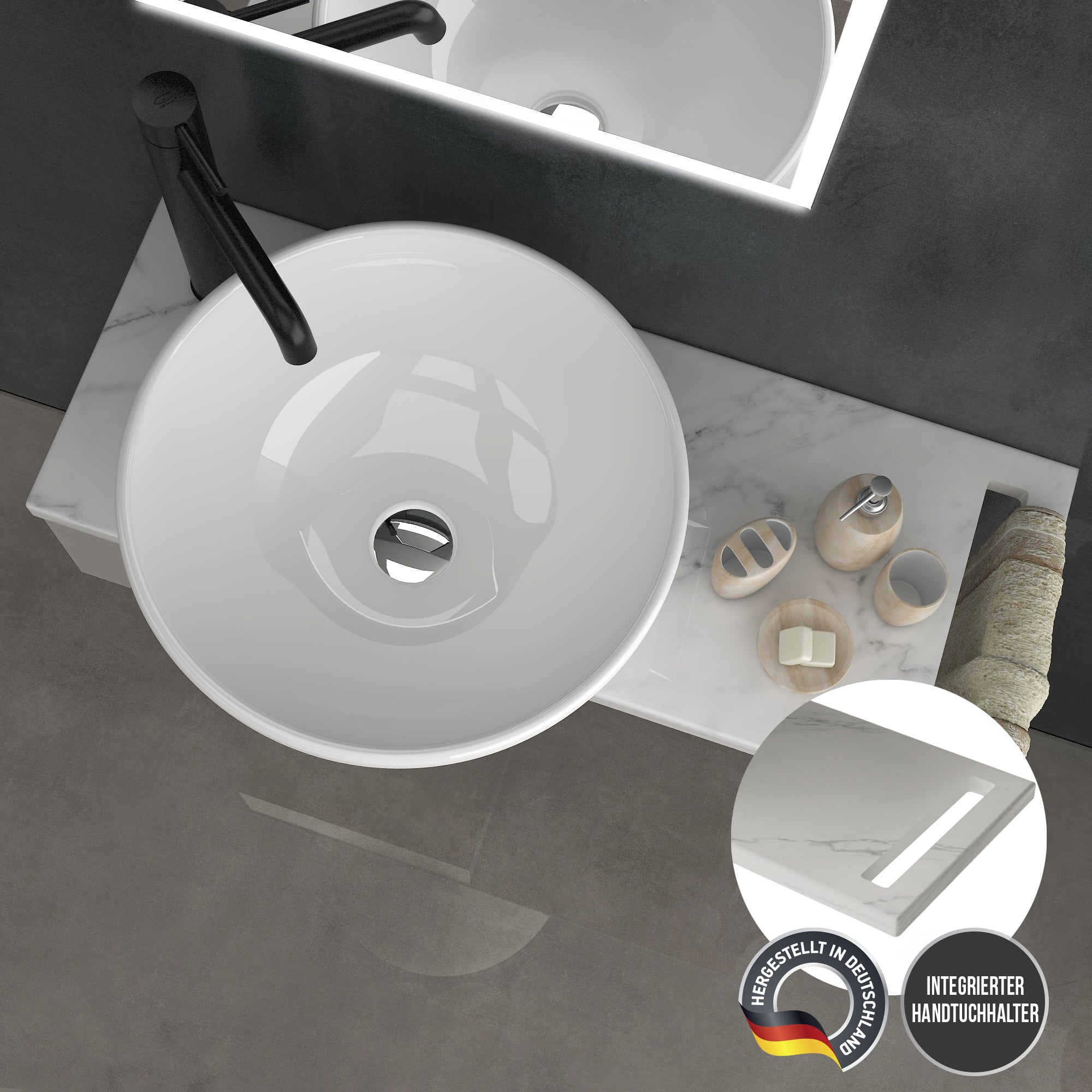Aufsatzwaschbecken Set Calacatta