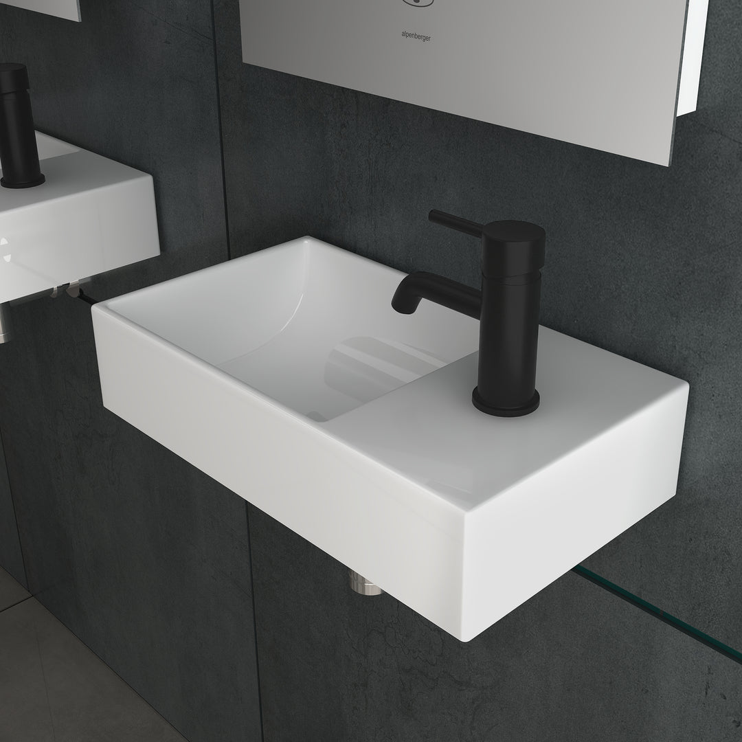 Alpenberger KORA Links Waschbecken zur Wandmontage aus Keramik
