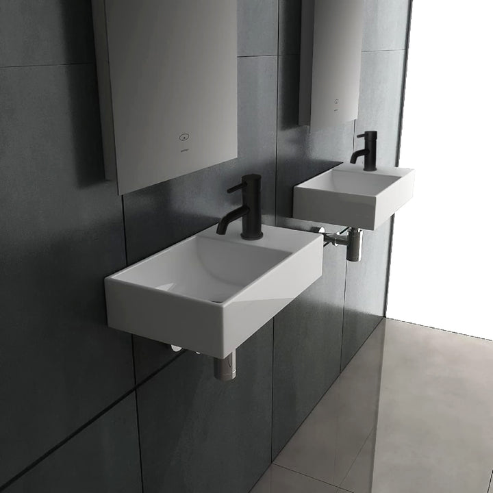 Alpenberger KORA Links Waschbecken zur Wandmontage aus Keramik