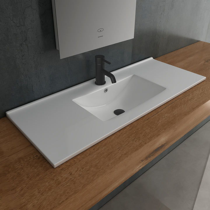 Alpenberger Design Einbauwaschbecken 100 cm – XXL-Waschtisch mit Nano-Beschichtung & maximaler Ablagefläche – Modern & Pflegeleicht