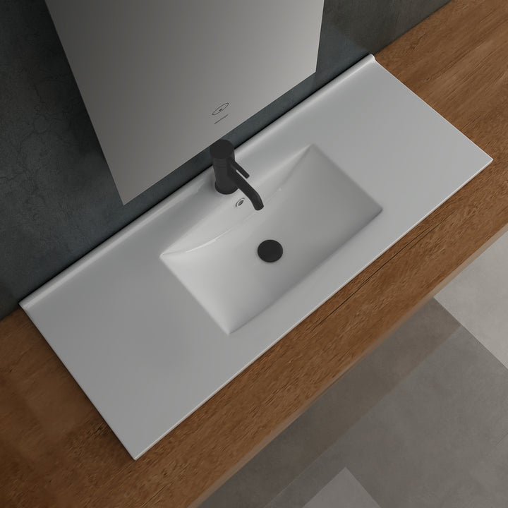 Alpenberger Design Einbauwaschbecken 100 cm – XXL-Waschtisch mit Nano-Beschichtung & maximaler Ablagefläche – Modern & Pflegeleicht