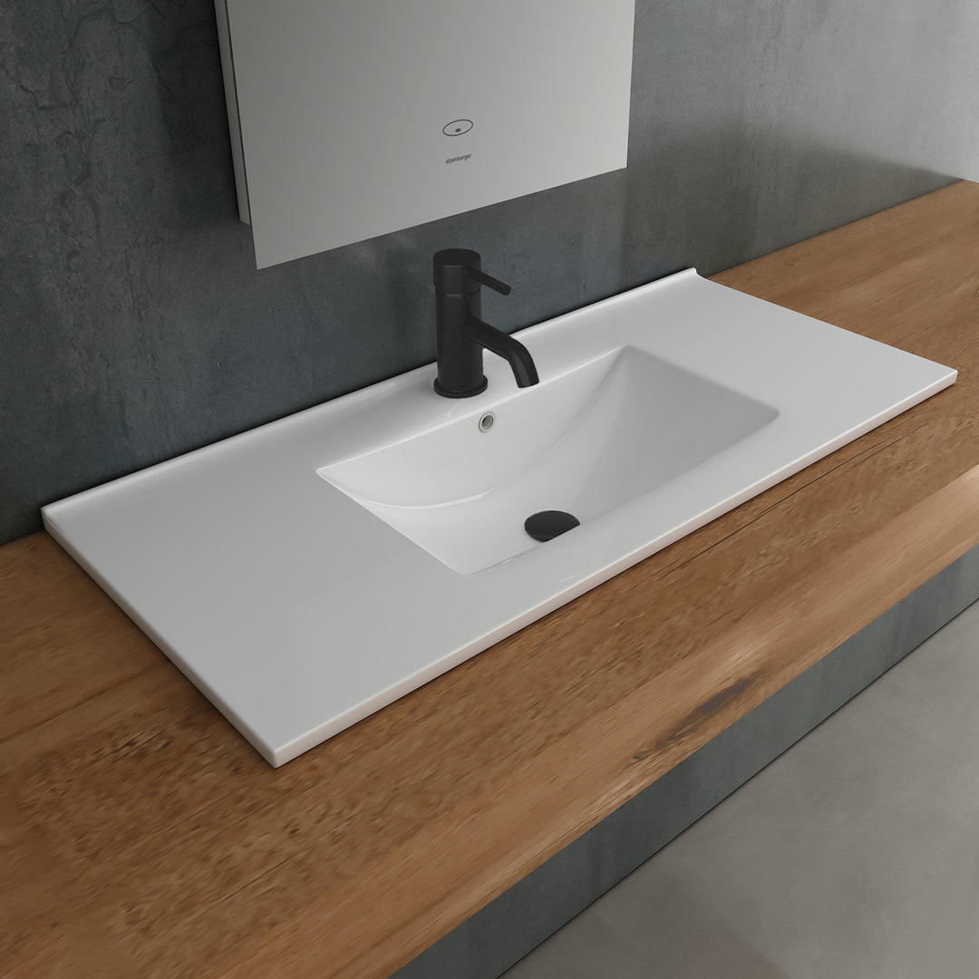 Alpenberger Design Einbauwaschbecken 90 cm – XL-Waschtisch mit Nano-Beschichtung & extra breiten Ablageflächen – Modern & Pflegeleicht