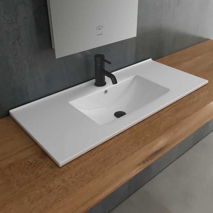 Alpenberger Design Einbauwaschbecken 90 cm – XL-Waschtisch mit Nano-Beschichtung & extra breiten Ablageflächen – Modern & Pflegeleicht