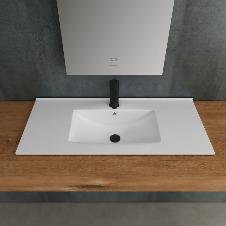 Alpenberger Design Einbauwaschbecken 90 cm – XL-Waschtisch mit Nano-Beschichtung & extra breiten Ablageflächen – Modern & Pflegeleicht