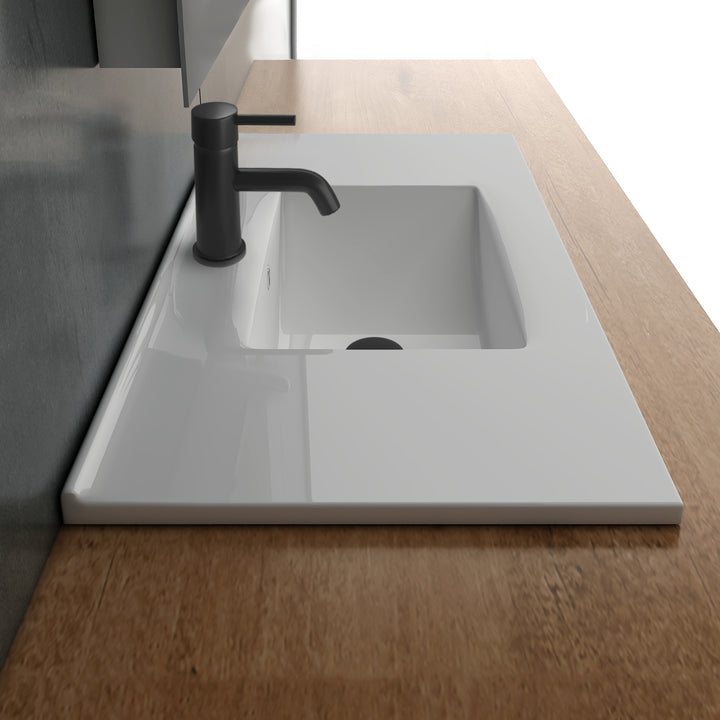 Alpenberger Design Einbauwaschbecken 90 cm – XL-Waschtisch mit Nano-Beschichtung & extra breiten Ablageflächen – Modern & Pflegeleicht