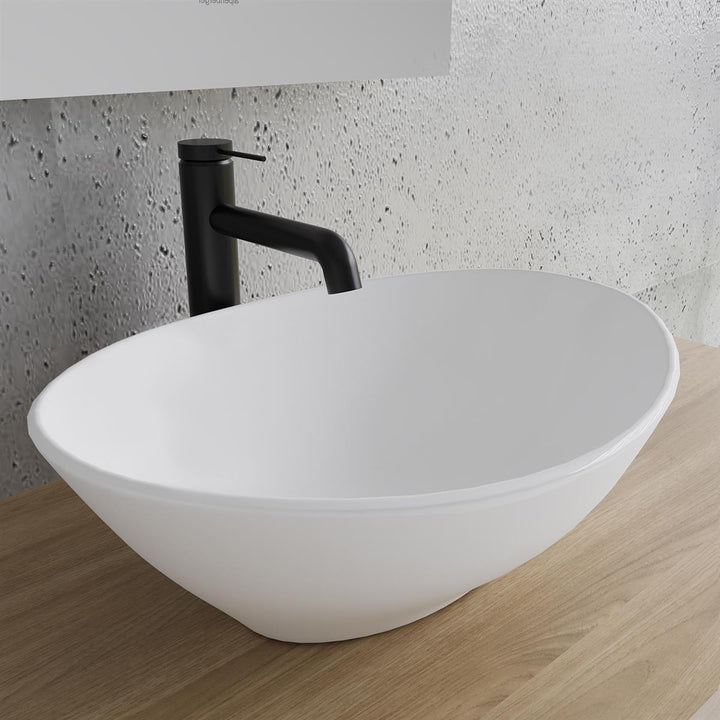 Alpenberger 1018 Waschschale Oval: Keramik Aufsatzwaschbecken mit Nano