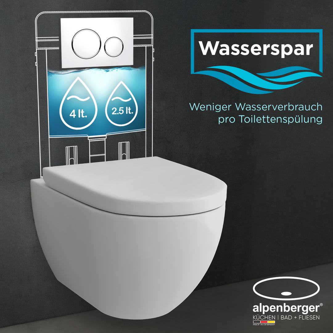 Alpenberger Cera 6201 Taharet Hänge-WC: Spülrandlos & Nano Oberfläche