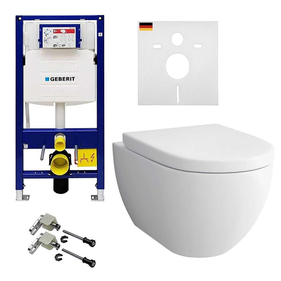 Alpenberger Wand-WC Komplettset spülrandlos mit Bidet-Funktion & Geberit Duofix UP320 Vorwandelement inkl. Soft-Close Sitz