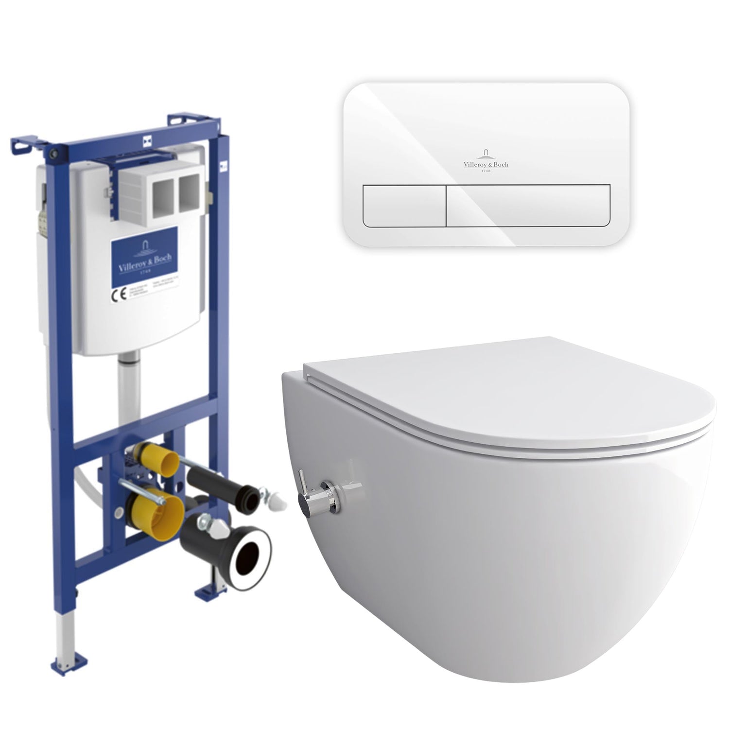Alpenberger Dusch-WC Set – Hänge WC mit Bidet Funktion & Villeroy & Boch ViConnect Spülkasten