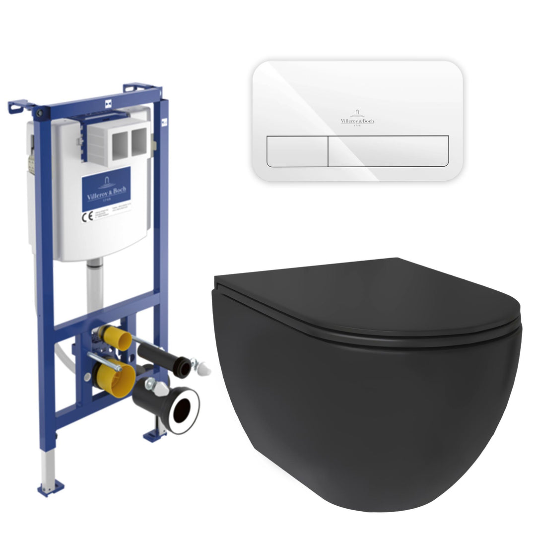 Alpenberger Hänge-WC Komplettset mit Villeroy & Boch ViConnect Spülkasten – Optional mit Betätigungsplatte