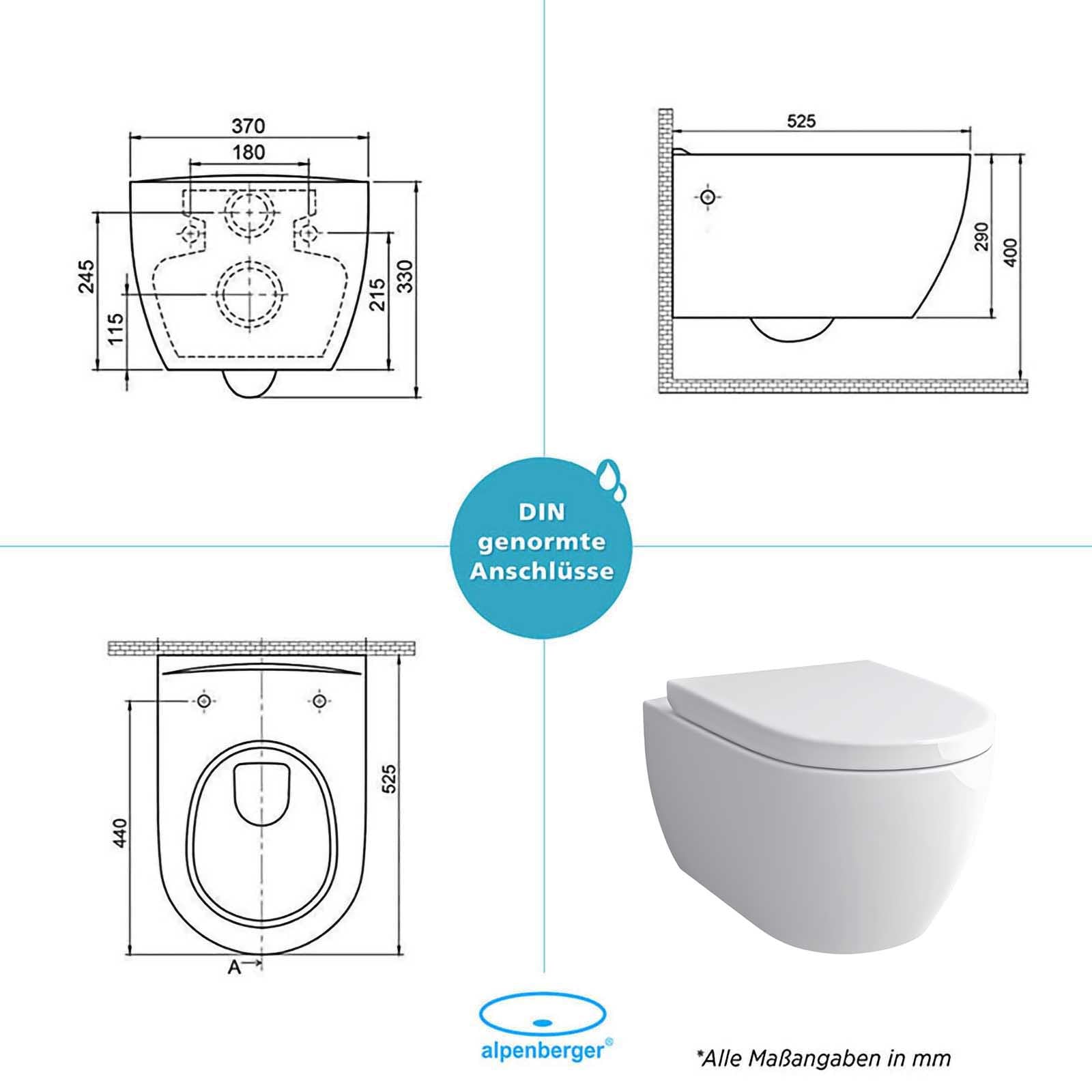 Alpenberger Diamond 7100 Tiefspül WC mit Bidetfunktion & Soft-Close