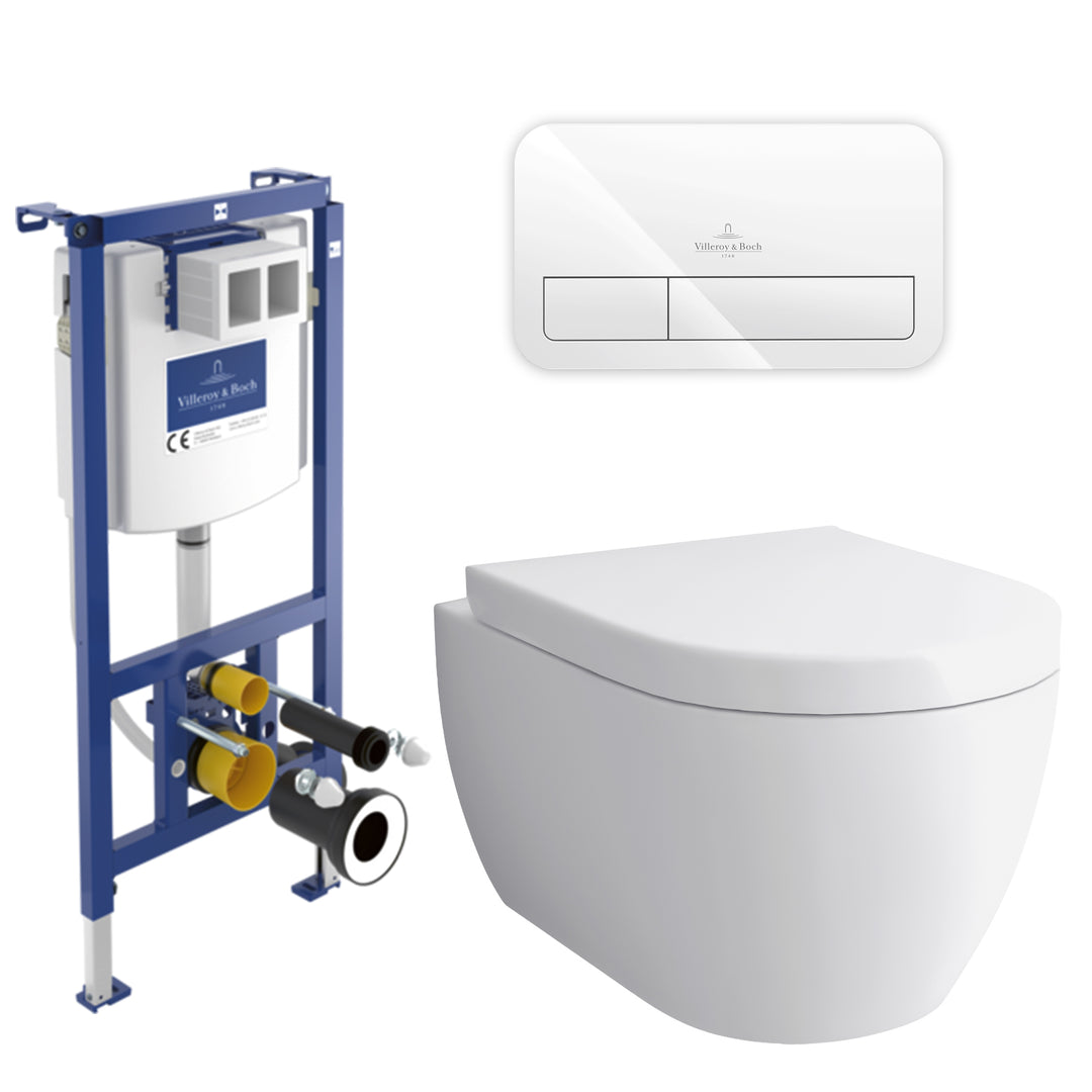 Alpenberger Spülrandloses Hänge-WC Set mit Villeroy & Boch Viconnect – Optional mit Drückerplatte