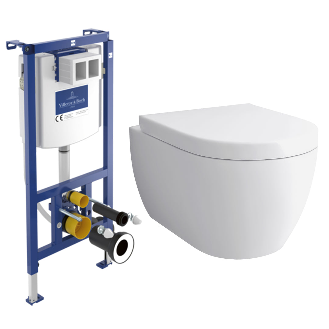 Alpenberger Spülrandloses Hänge-WC Set mit Villeroy & Boch Viconnect – Optional mit Drückerplatte