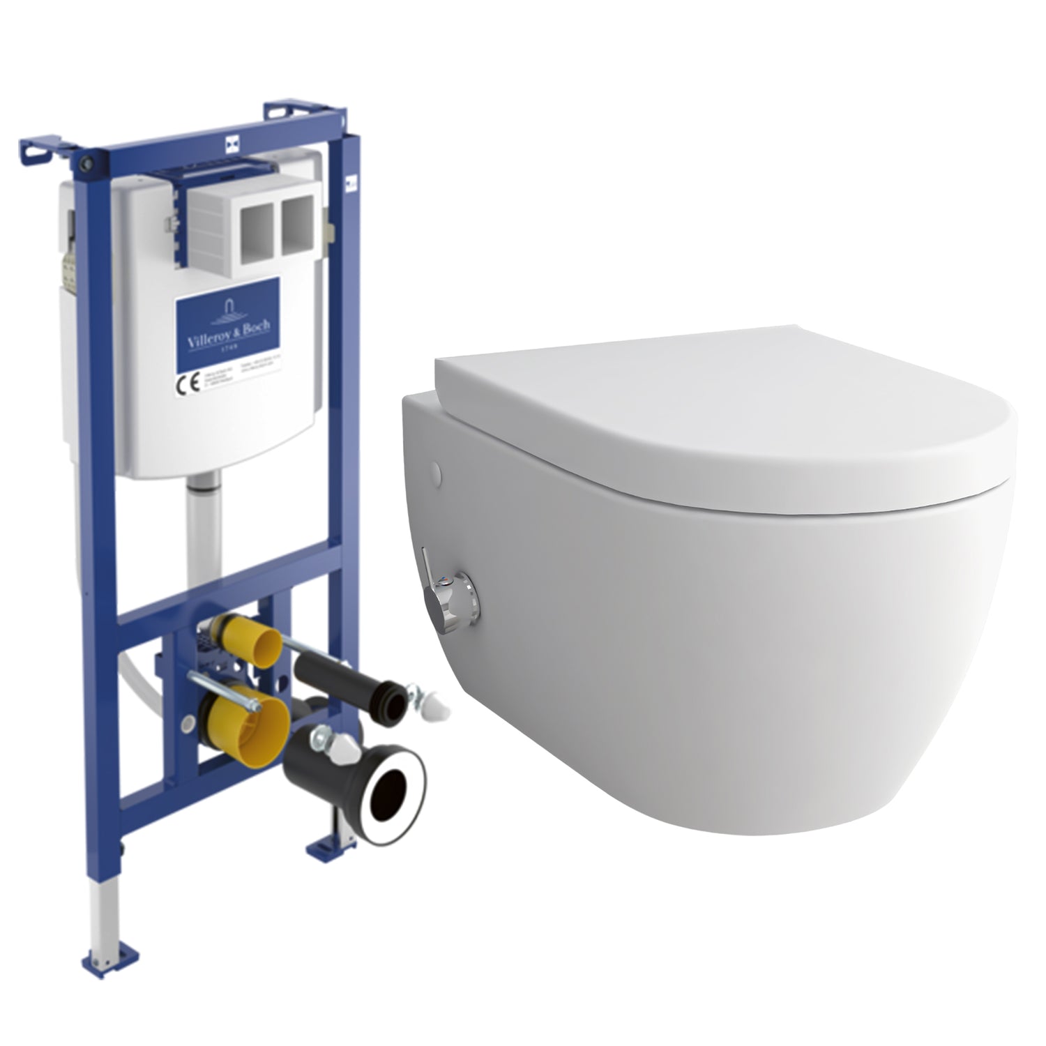 Alpenberger Dusch-WC Set – Hänge WC mit Bidet Funktion & Villeroy & Boch ViConnect Spülkasten