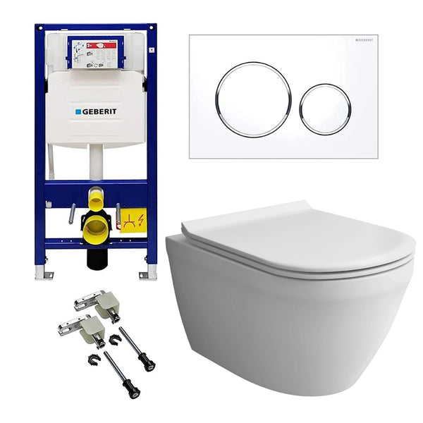 Alpenberger Wand-WC Set spülrandlos mit Geberit Duofix UP320 & Sigma 20 Betätigungsplatte – Komplettset inkl. Soft-Close Sitz
