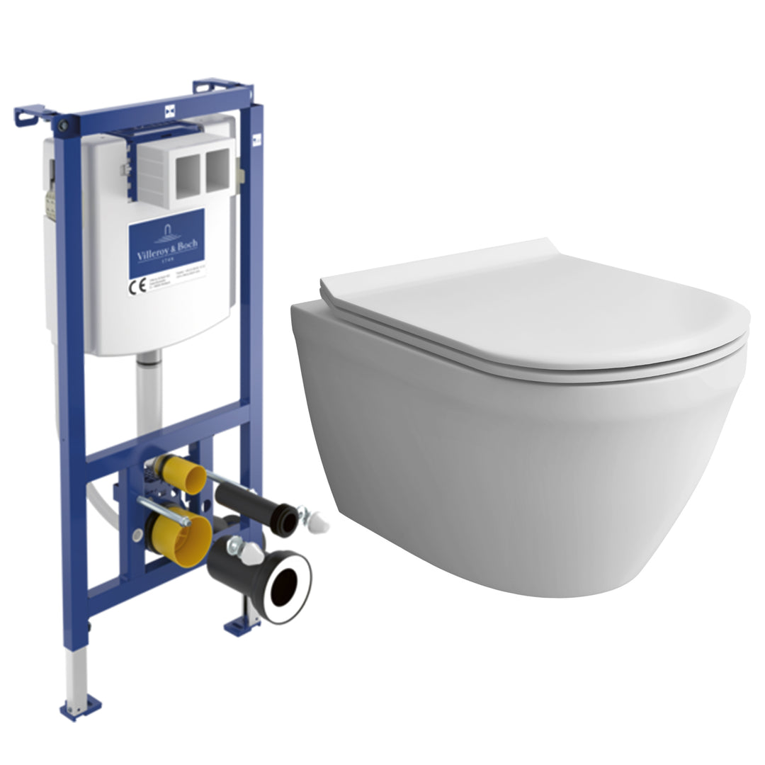 Alpenberger Hänge-WC Komplettset mit Villeroy & Boch ViConnect Spülkasten – Optional mit Betätigungsplatte