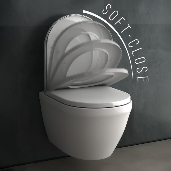 Alpenberger Wand-WC spülrandlos mit Nano-Beschichtung – Schmutzabweisendes Hänge-WC inkl. Soft-Close Sitz