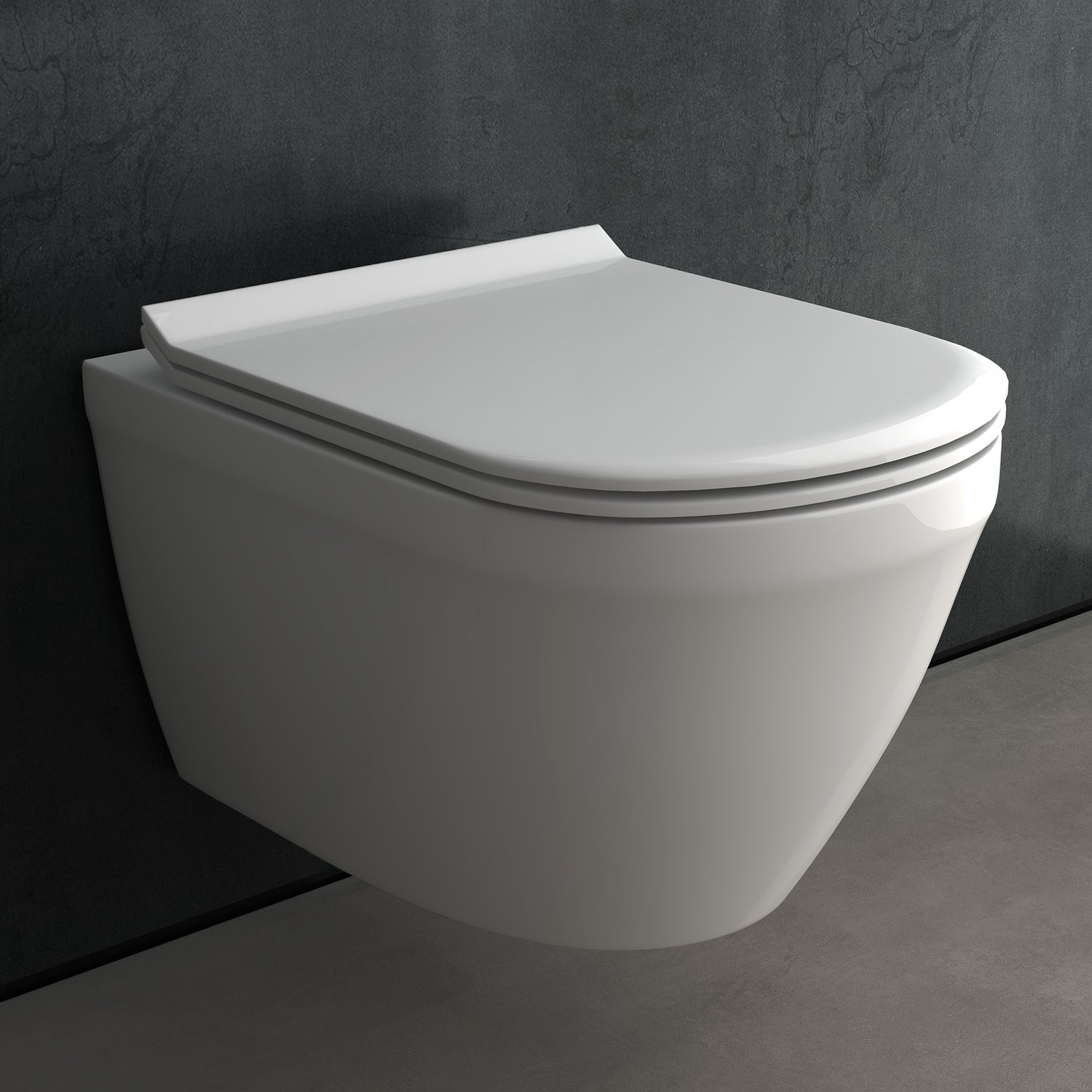 Alpenberger Wand-WC spülrandlos mit Nano-Beschichtung – Tiefspüler inkl. Soft-Close WC-Sitz, passend für Geberit