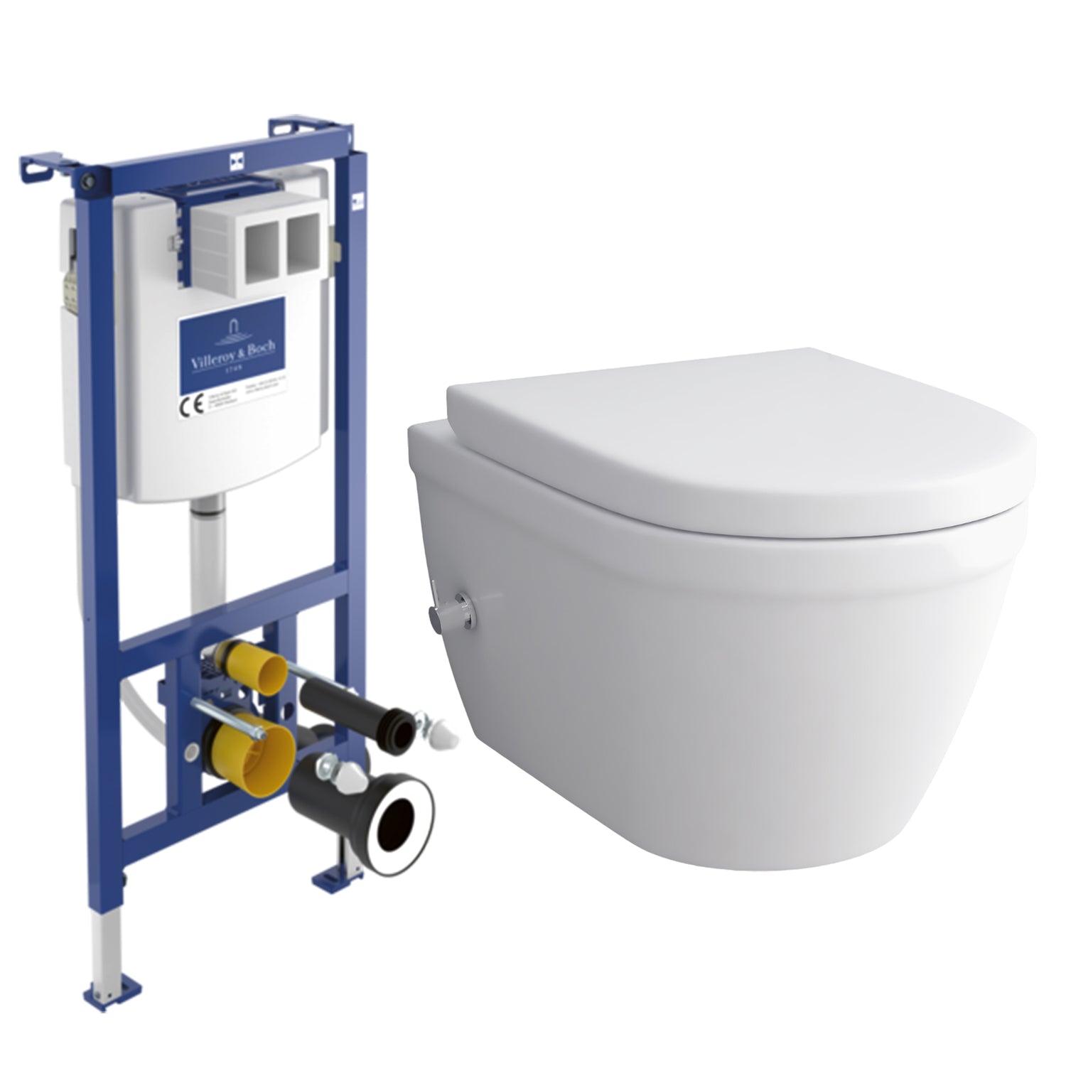 Alpenberger Dusch-WC Set – Hänge WC mit Bidet Funktion & Villeroy & Boch ViConnect Spülkasten
