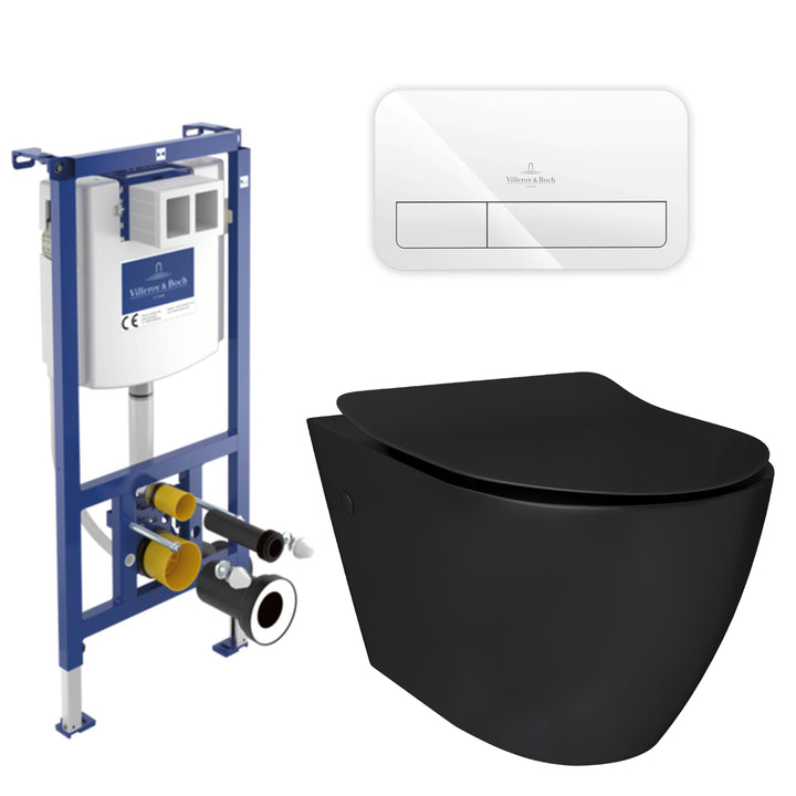 Alpenberger Hänge-WC Komplettset mit Villeroy & Boch ViConnect Spülkasten – Optional mit Betätigungsplatte