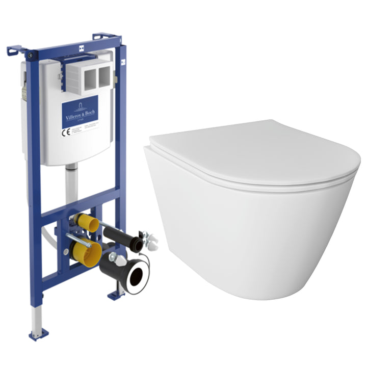 Alpenberger Hänge-WC Komplettset mit Villeroy & Boch ViConnect Spülkasten – Optional mit Betätigungsplatte