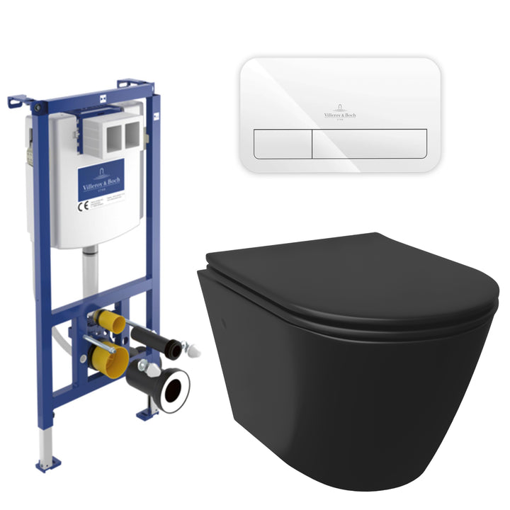 Alpenberger Hänge-WC Komplettset mit Villeroy & Boch ViConnect Spülkasten – Optional mit Betätigungsplatte