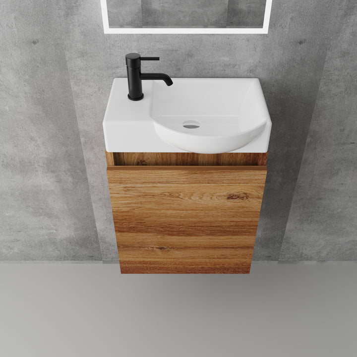 Alpenberger Lugano 450 Badmöbel Set Bamboo mit Softclose & LED Spiegel