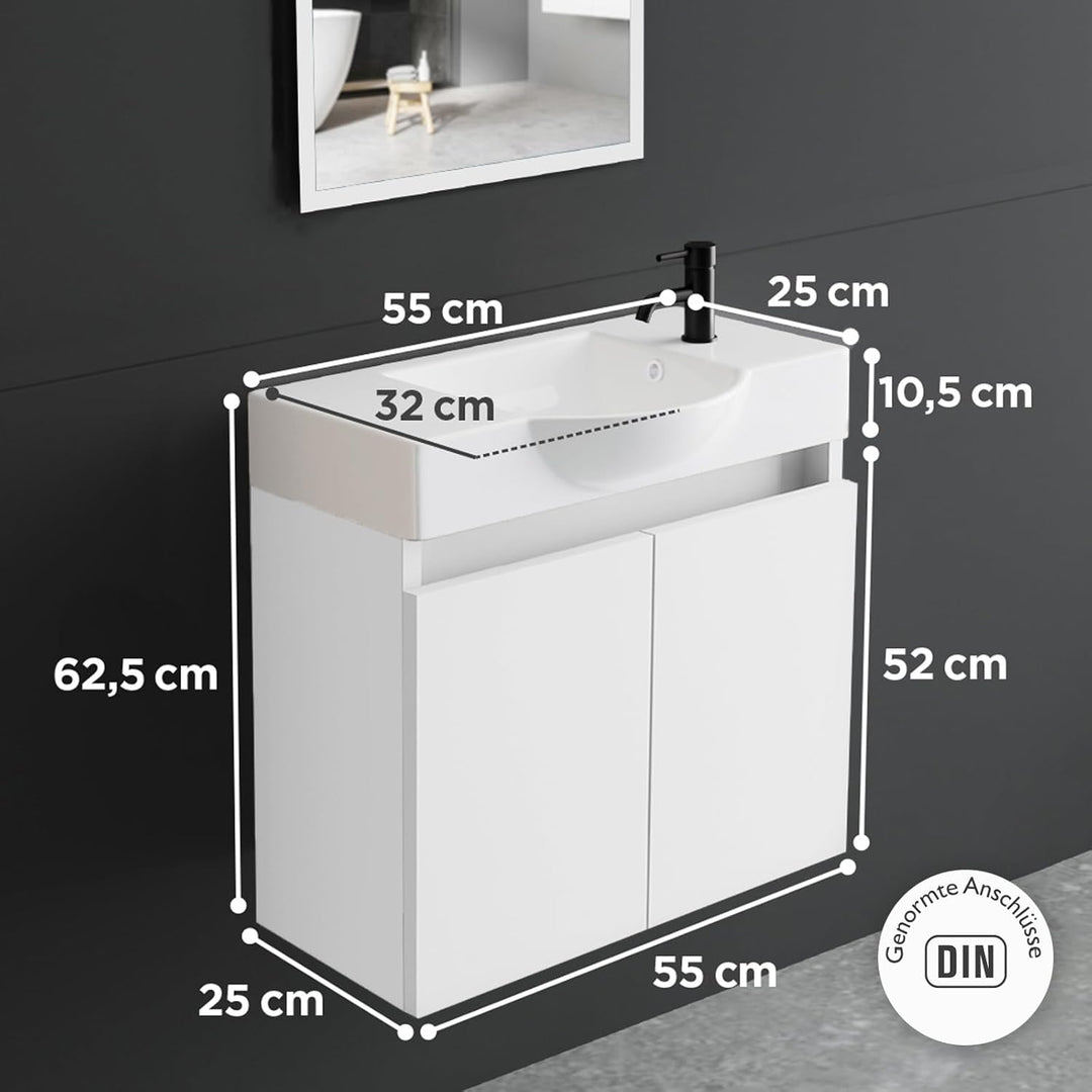 Alpenberger Lugano-550 Badmöbel Set Weiß mit Softclose Unterschrank