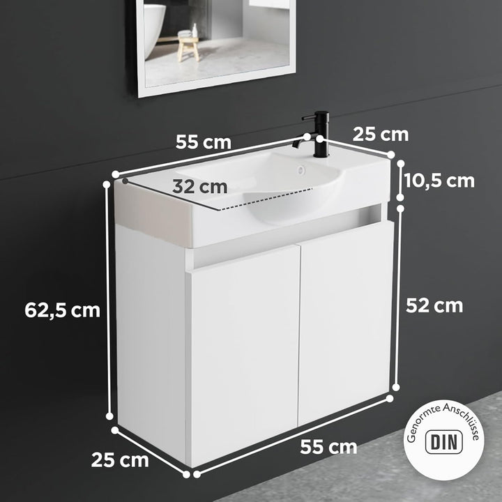 Alpenberger Lugano-550 Badmöbel Set Weiß mit Softclose Unterschrank