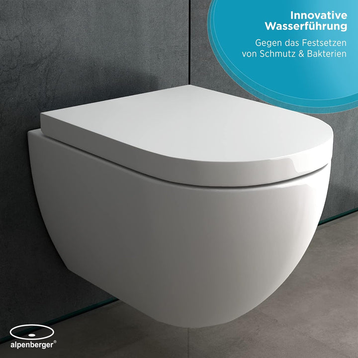 Alpenberger Cera 6200 Hänge WC Spülrandlos + Nano + WC-Sitz Softclose