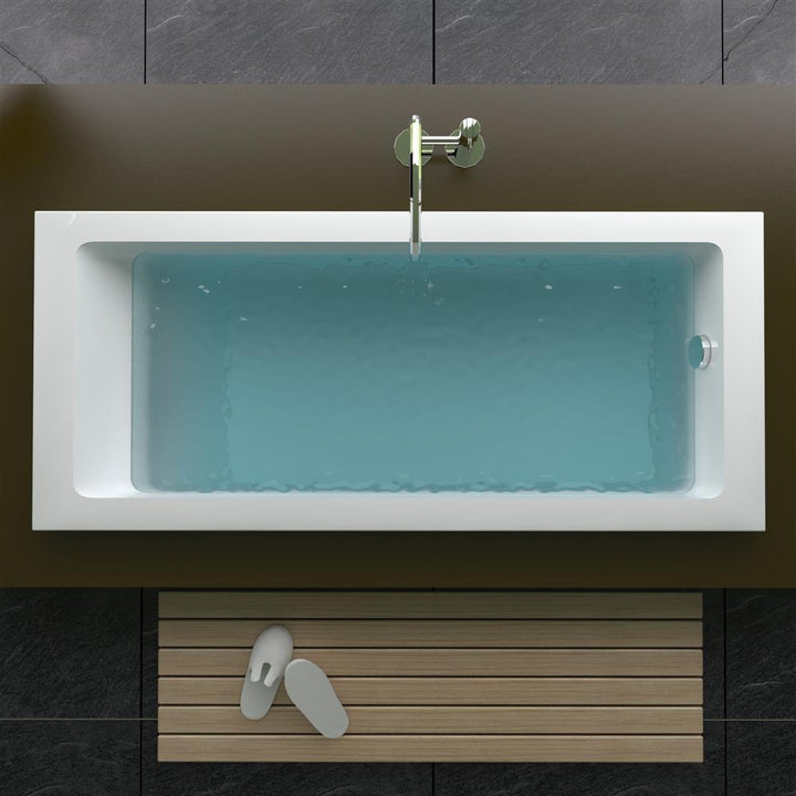 Alpenberger Cubic Rechteck-Badewanne, 170x70 cm oder 180x80 cm, aus Sanitäracryl mit Überlauf