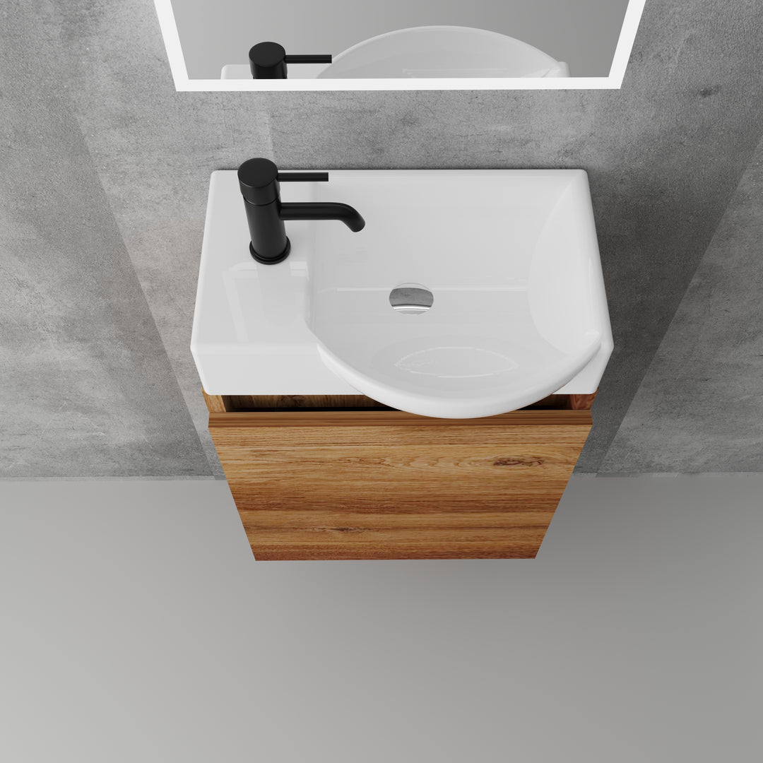 Alpenberger Lugano 450 Badmöbel Set Bamboo mit Softclose & LED Spiegel