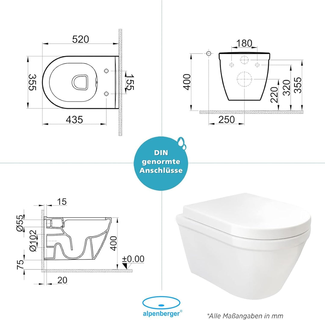 Alpenberger Almeira 8201 Hänge WC Toilette mit Bidet Funktion